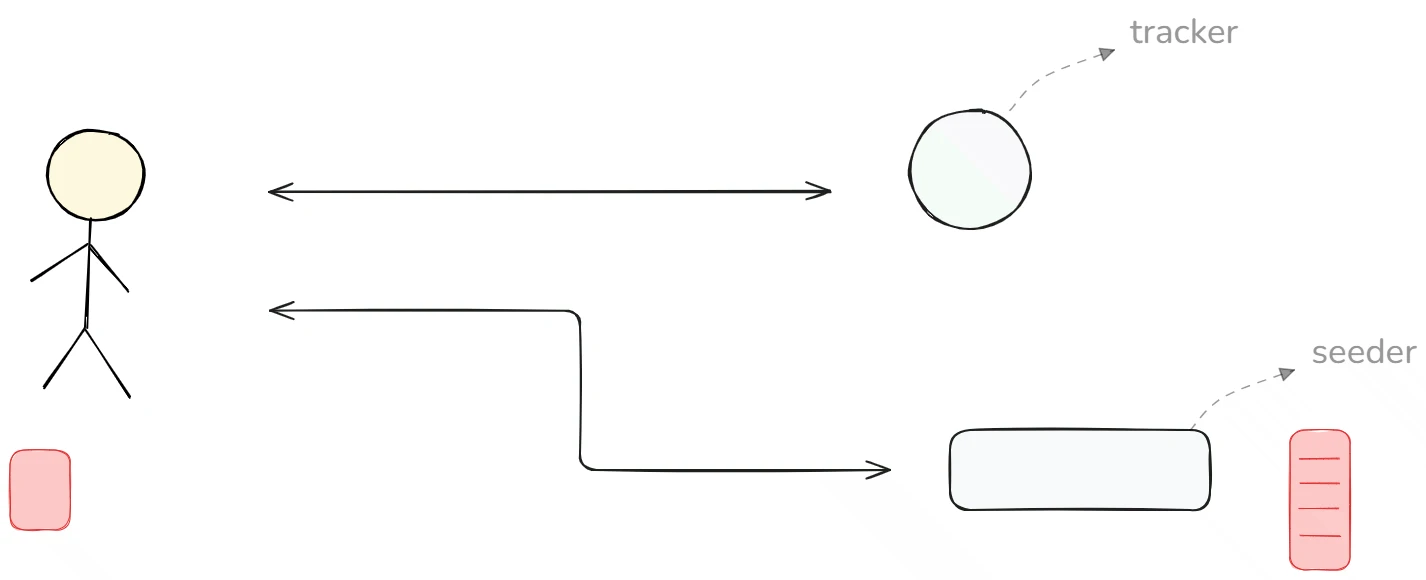 Seeder, tracker, and peer relationships