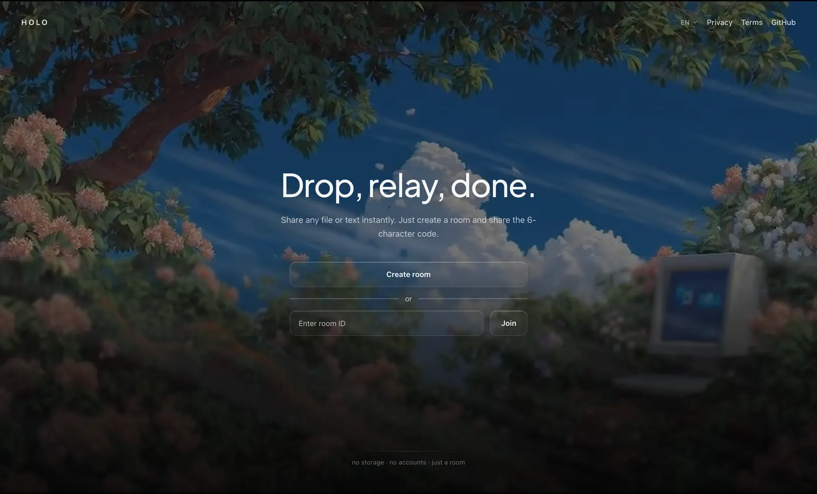 Holo P2P file sharing interface